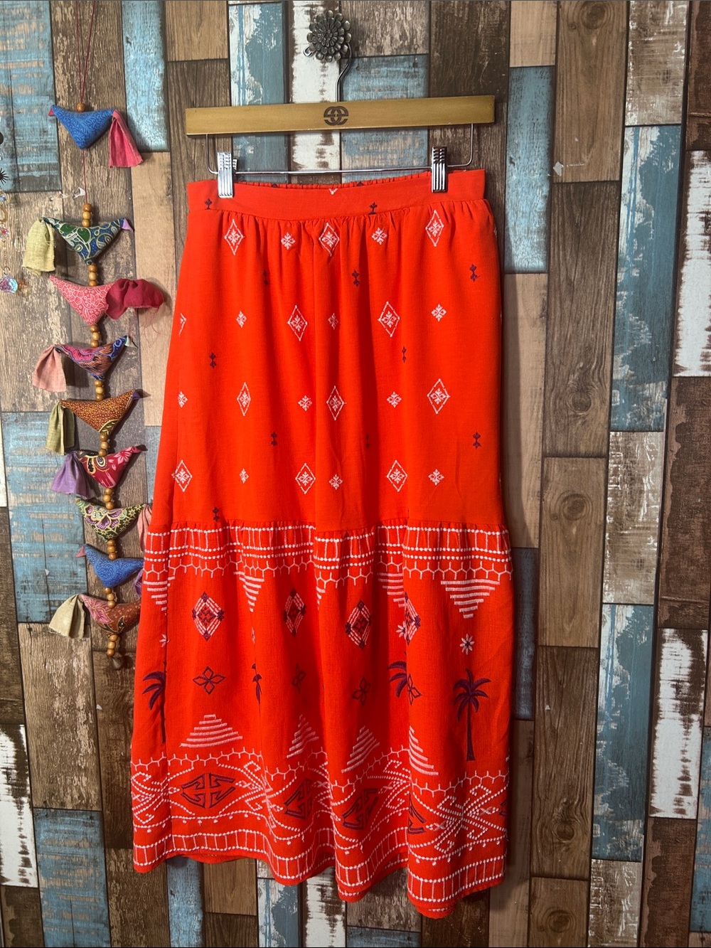 sofia by sofia vergara Bright Orange Embroidered Maxi Skirt